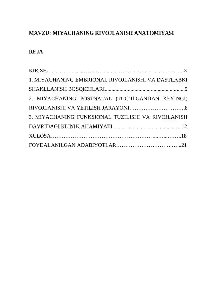 MIYACHANING RIVOJLANISH ANATOMIYASI 2