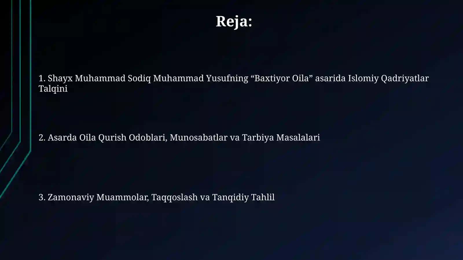 Shayx Muhammad Sodiq Muhammad Yusufning “Baxtiyor Oila” asarida Islomiy Qadriyatlar Talqini 2