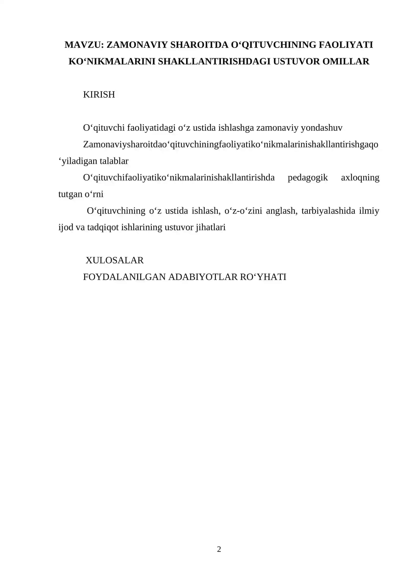 Zamonaviy sharoitda o‘qituvchining faoliyati ko‘nikmalarini shakllantirishdagi ustuvor omillar 2