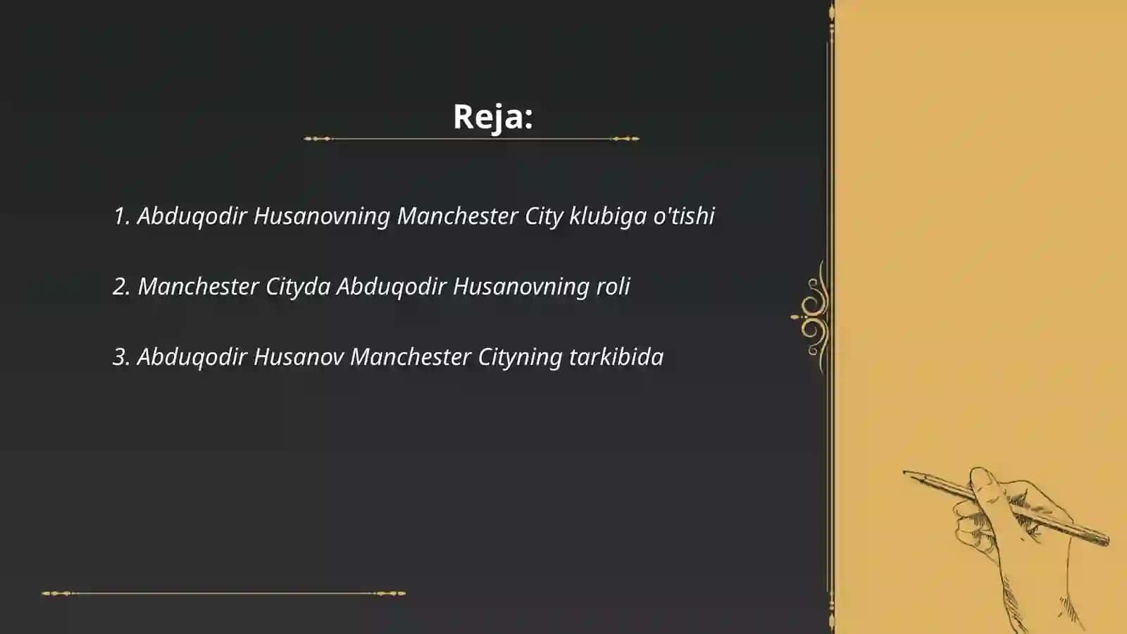 Abduqodir Husuanov Man city klubida 2