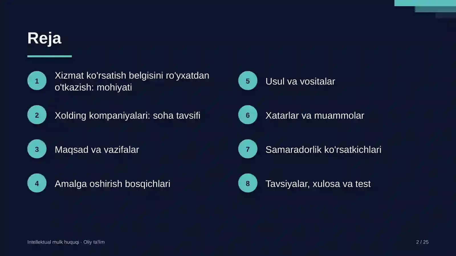 xolding kompaniyalarida xizmat ko'rsatish belgisini ro'yxatdan o'tkazish 8734 2