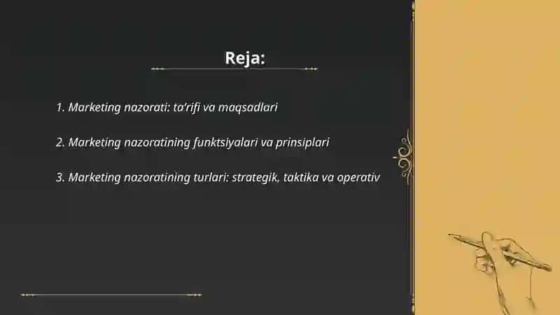Marketing nazorati va uning turlari 2