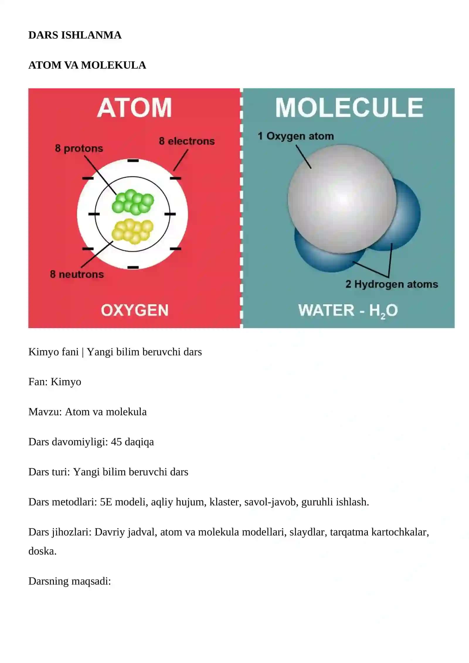 DARS ISHLANMA ATOM VA MOLEKULA 2