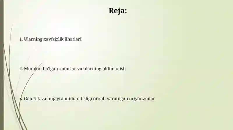 Gen va hujayra muhandisligi asosida yaratilgan organizimlar va ularing xavsizlik aspendlari 2