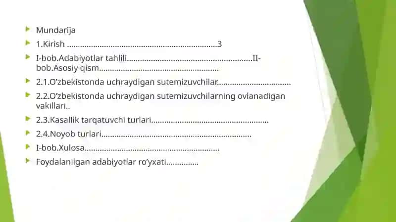 “O’zbekistonda uchraydigan sutemizuvchilar,ovlanadigan vakillari,kasallik tarqatuvchi va noyob turlari” 2