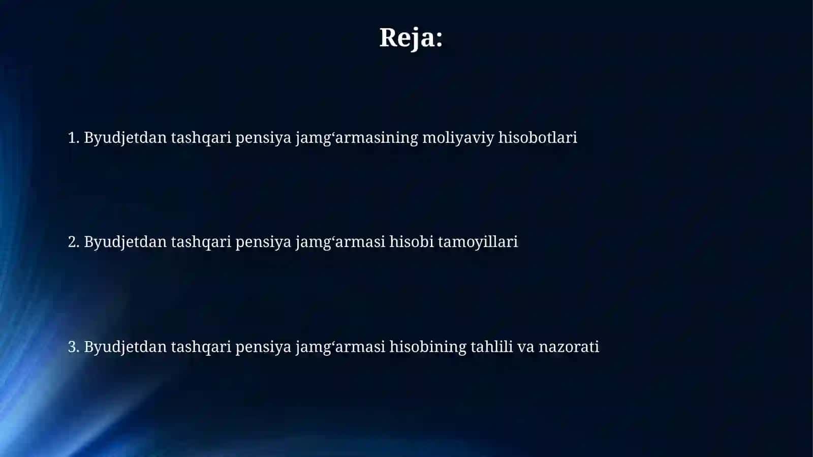 Budjetdan tashqari pensiya jamg’armasi Buxgalteriyasi 2