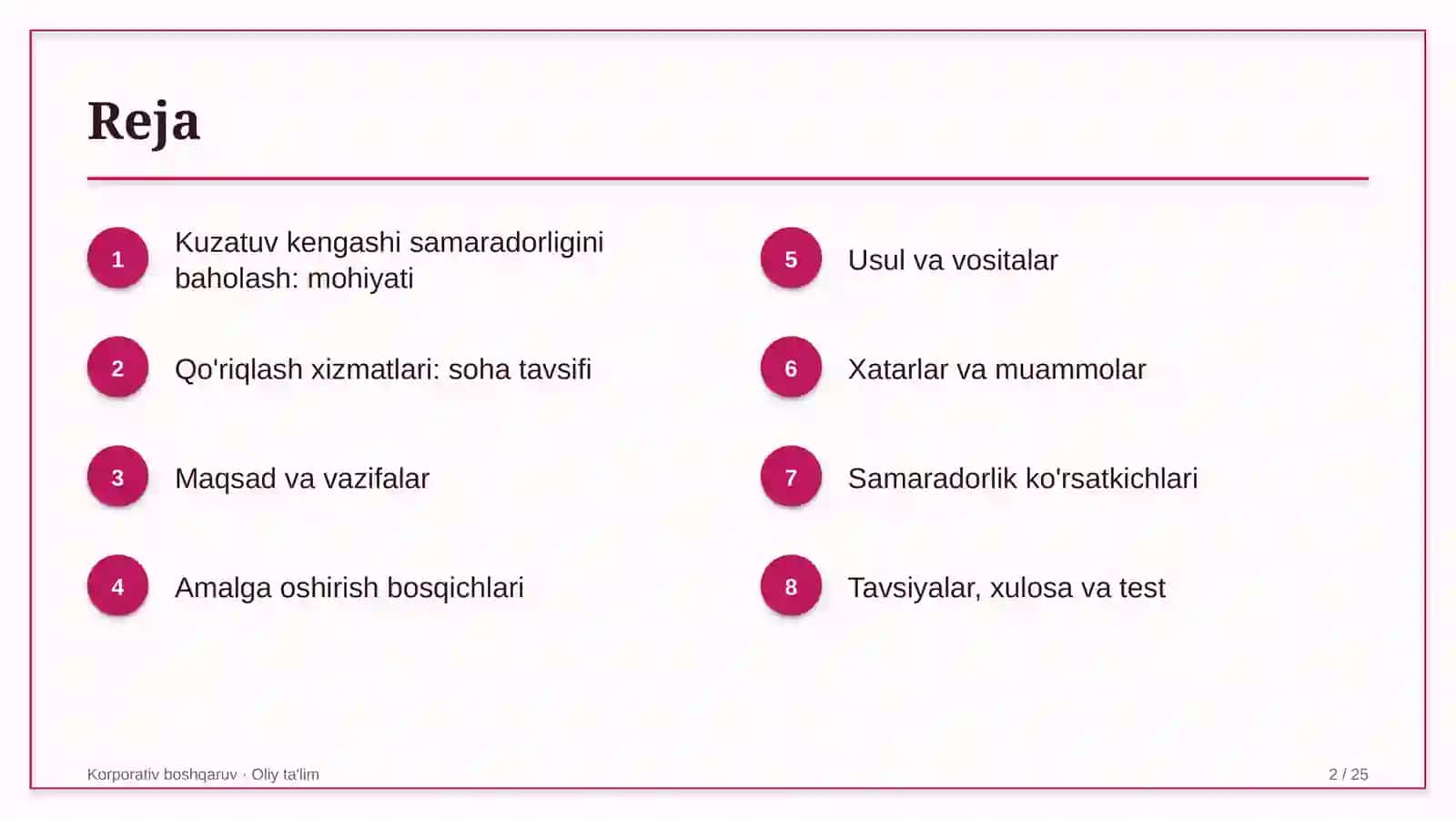 qo'riqlash xizmatlarida kuzatuv kengashi samaradorligini baholash 9431 2