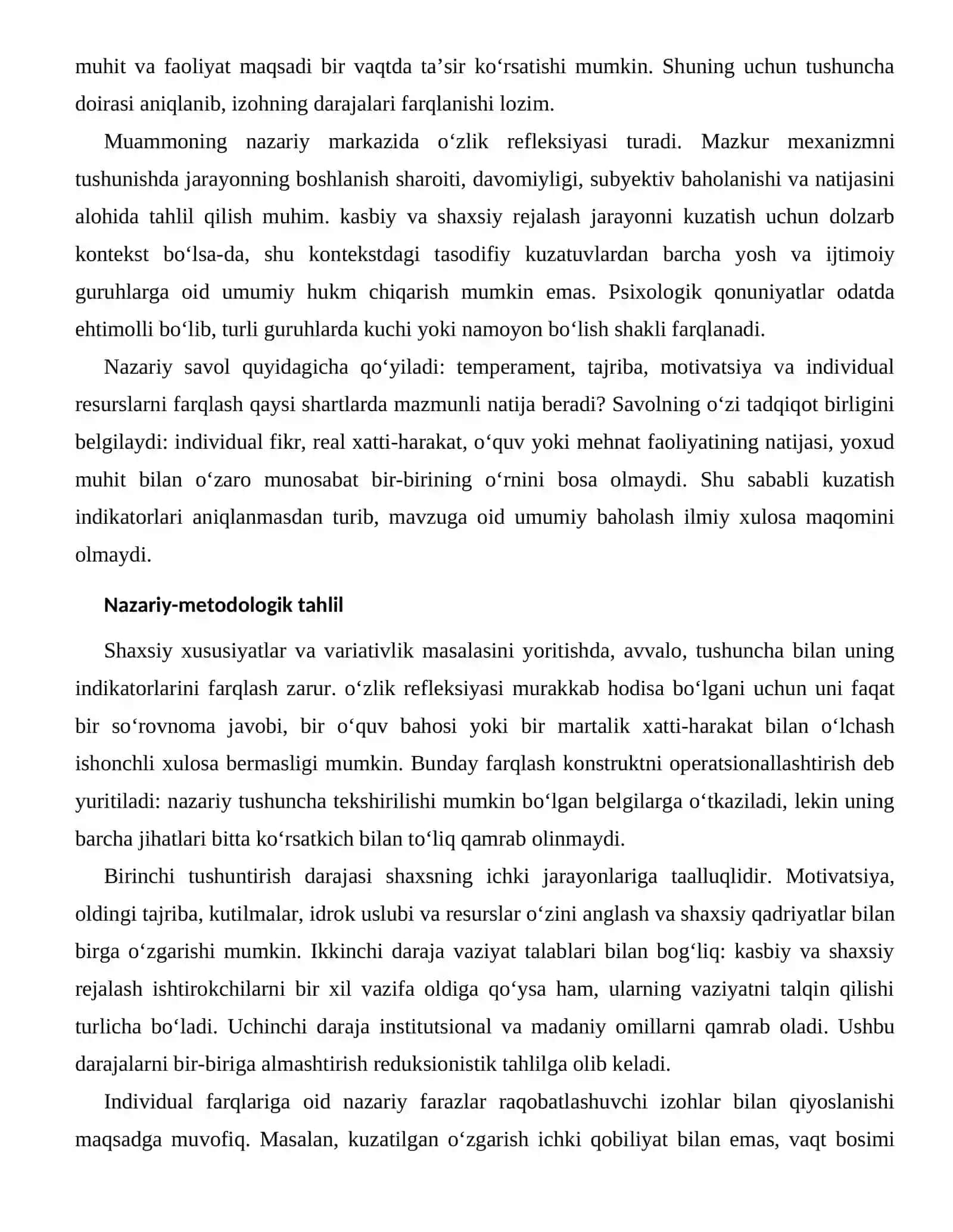 O‘ZINI ANGLASH VA SHAXSIY QADRIYATLARNING INDIVIDUAL FARQLARI 2