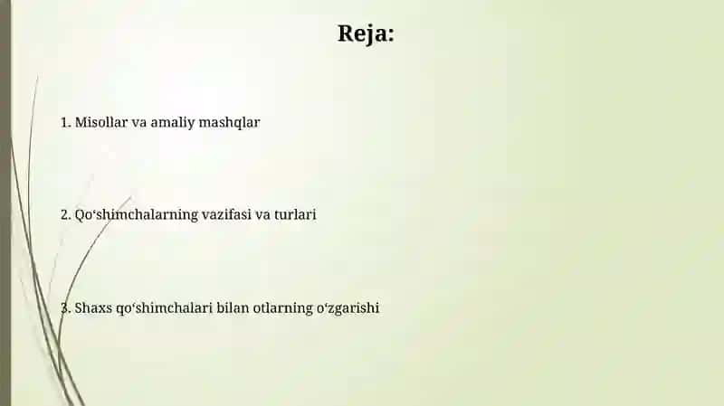Felning shaxs son qóshimchalari bilan tuslanish 2