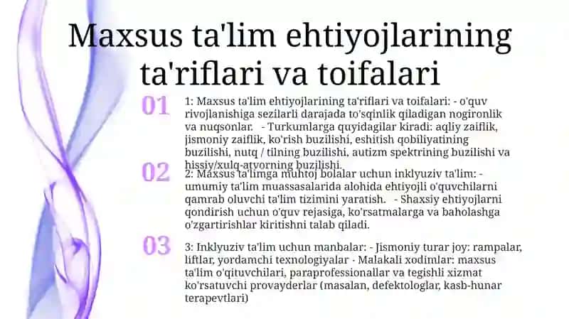 Maxsus ta'lim ehtiyoqlari 2