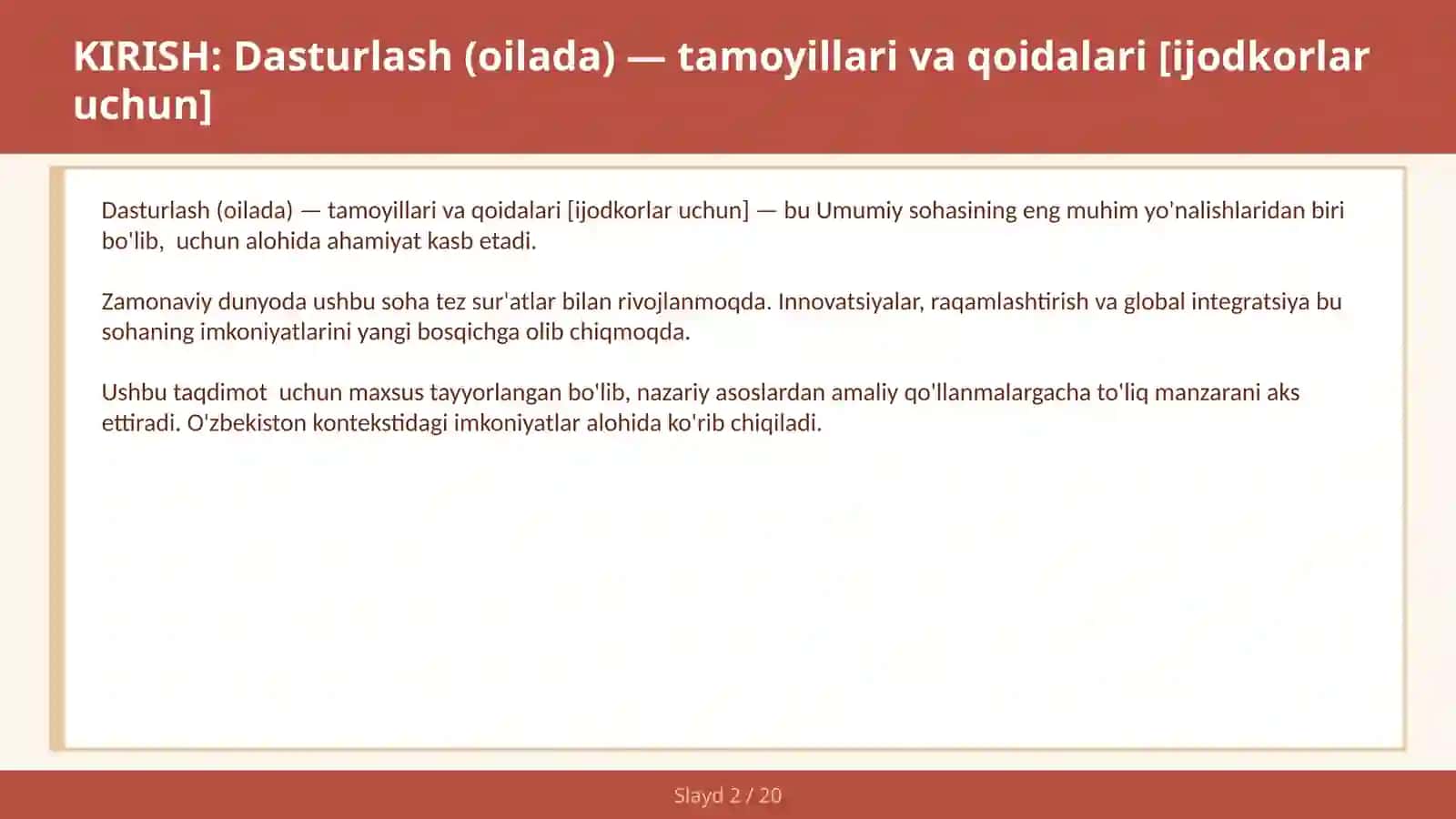 Dasturlash (Oilada) — Tamoyillari va Qoidalari [Ijodkorlar Uchun] 2
