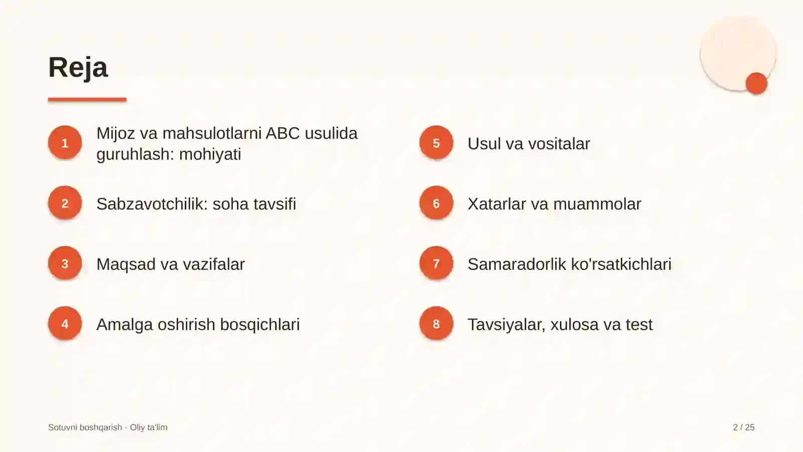 sabzavotchilikda mijozlar va mahsulotlarni abc usulida guruhlash 1058 2