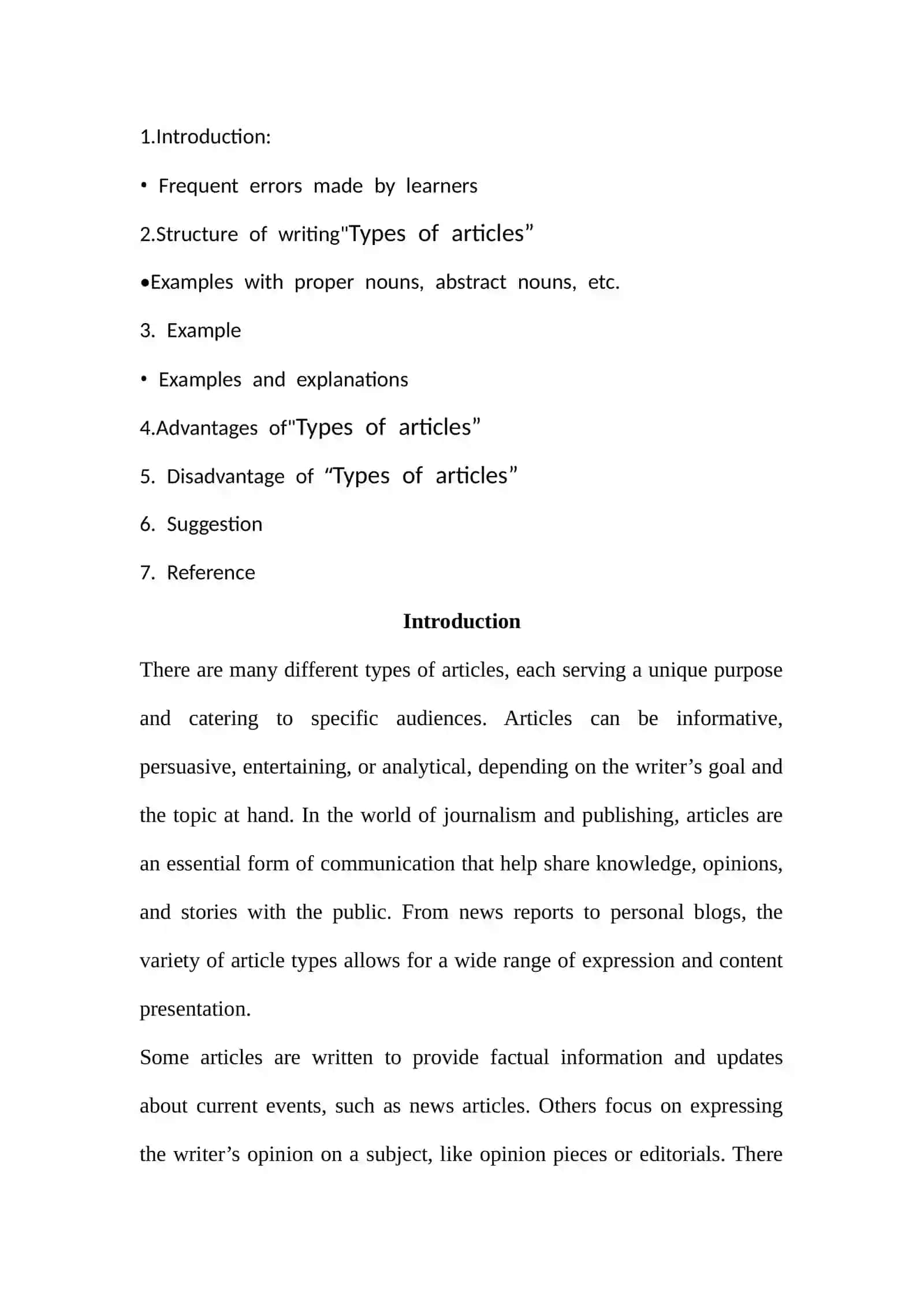 Amaliy ishlar: Types of Articles 2