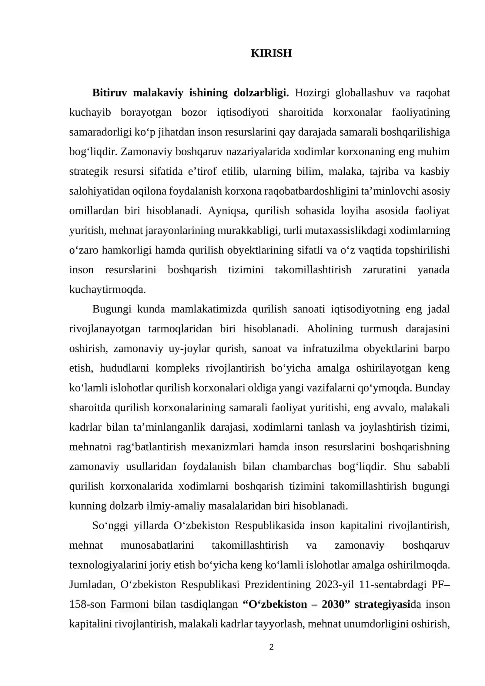Zamonaviy qurilish korxonalarida xodimlarni boshqarish tizimini takomillashtirish 2