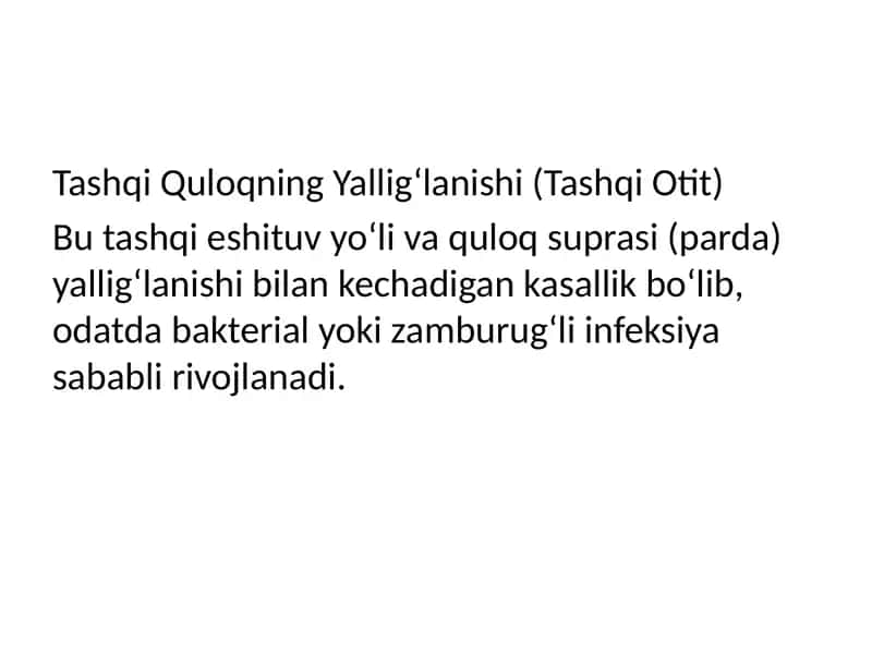 Tashqi va O‘rta Quloqning O‘tkir Yallig‘lanish Kasalliklari va Ularning Asoratlari 2