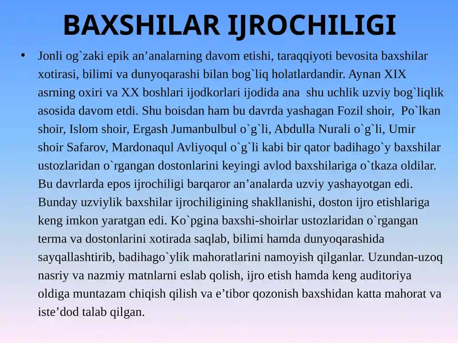 YUNESKO shafeligida o‘tkaziladigan “Baxshichilik san’ati” festivali milliy o‘zlikni targ‘ibotchisidir 2