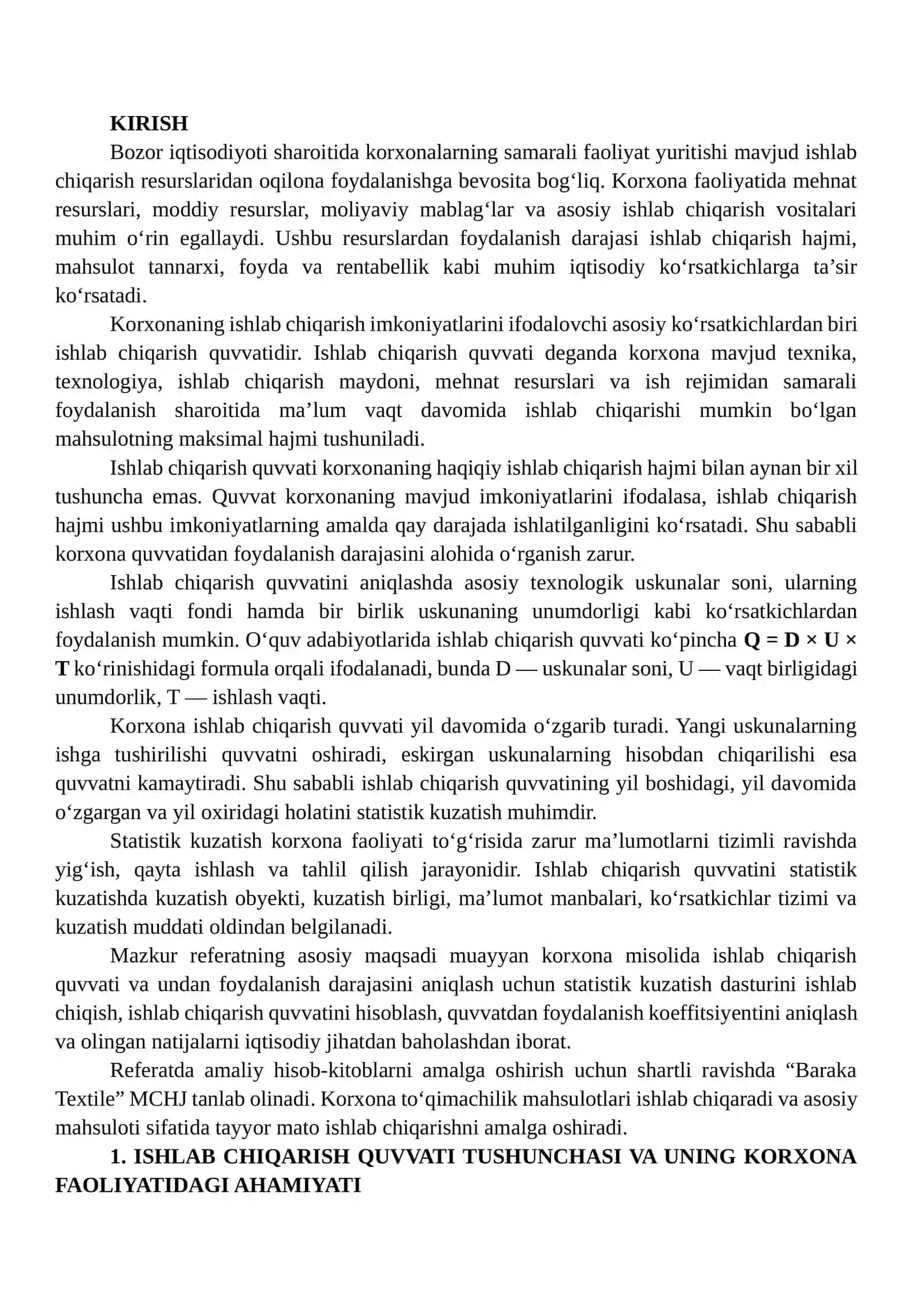Ishlab Chiqarish Quvvati va Undan Foydalanish Statistik Kuzatish Dasturi 2