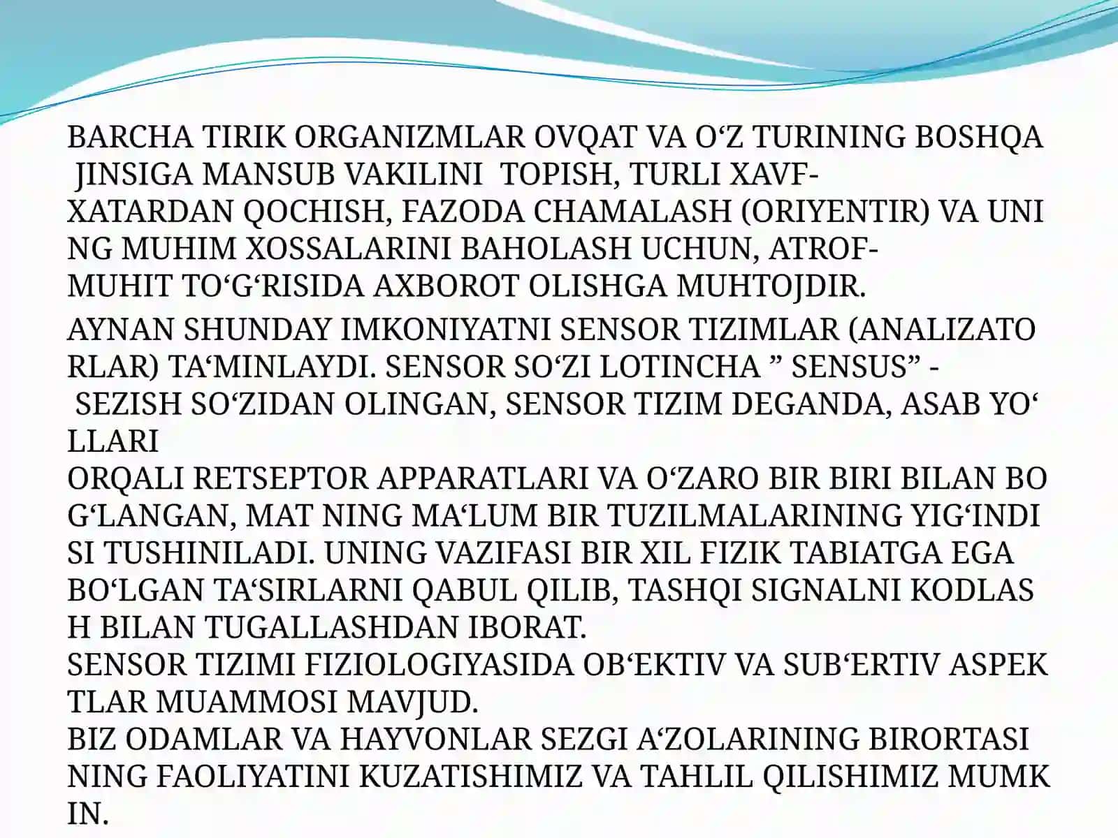 Sensortizimida axborotni qayta ishlash mexanizmi 2