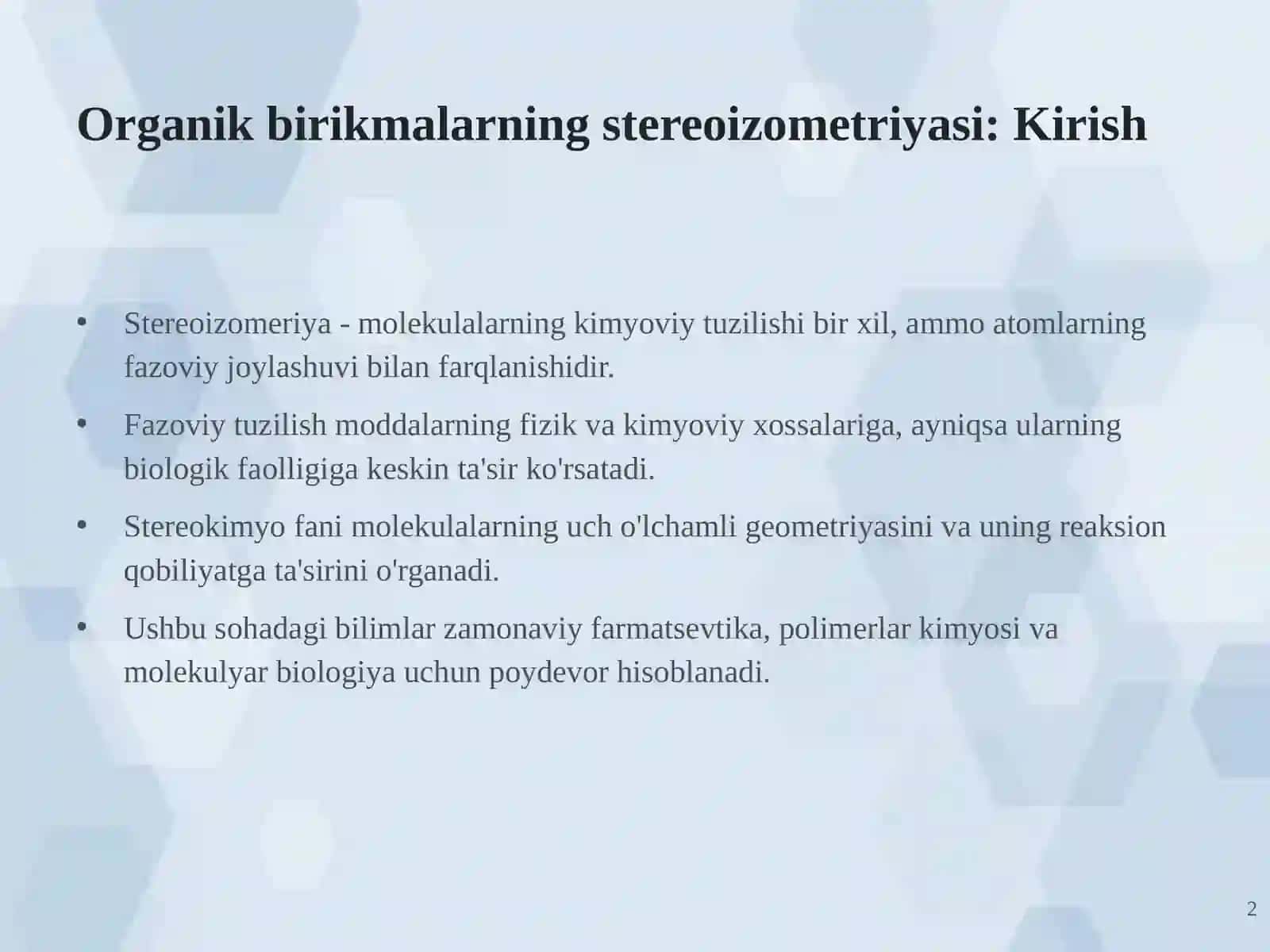 Organik birikmalarning stereoizometriyasi 2