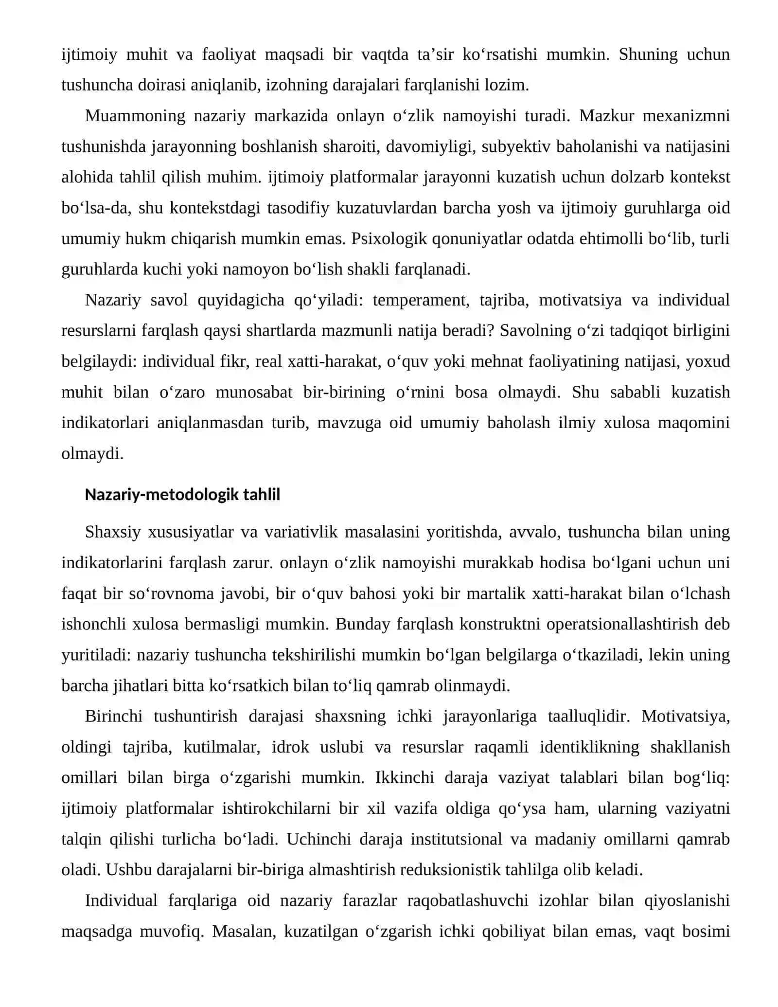 RAQAMLI IDENTIKLIKNING SHAKLLANISH OMILLARI — INDIVIDUAL FARQLARI 2