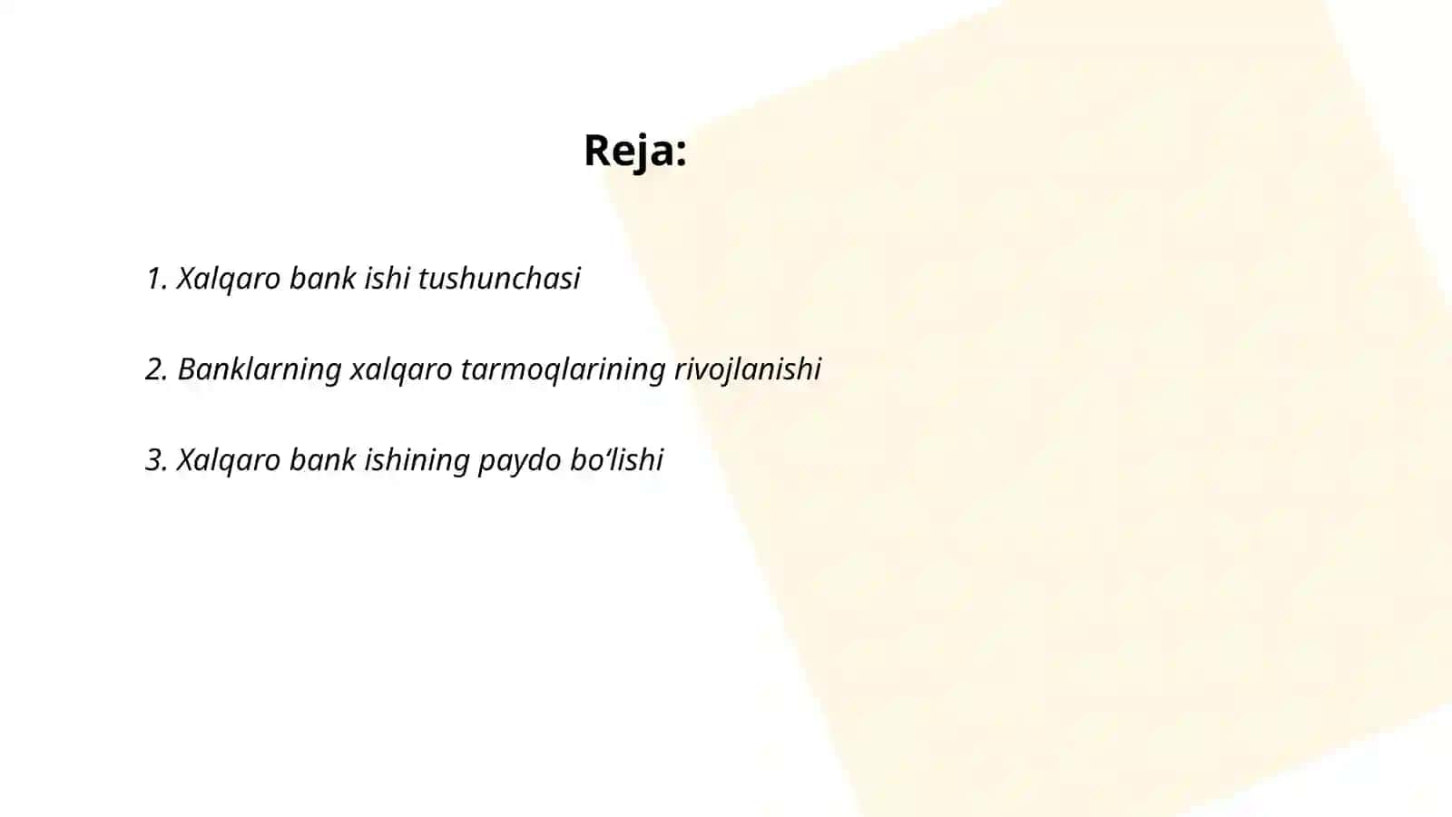 Xalqaro bank ishining qisqacha tarixi 2