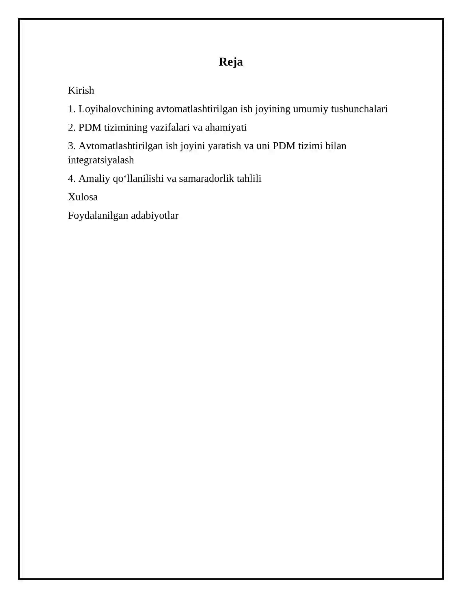 Loyihalovchining avtomatlashtirilgan ish joyi (PDM tizimi bilan) 2
