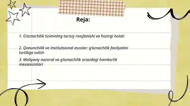 G‘aznachilik tizimi rivojlanish strategiyasi va taktik vazifalar 2