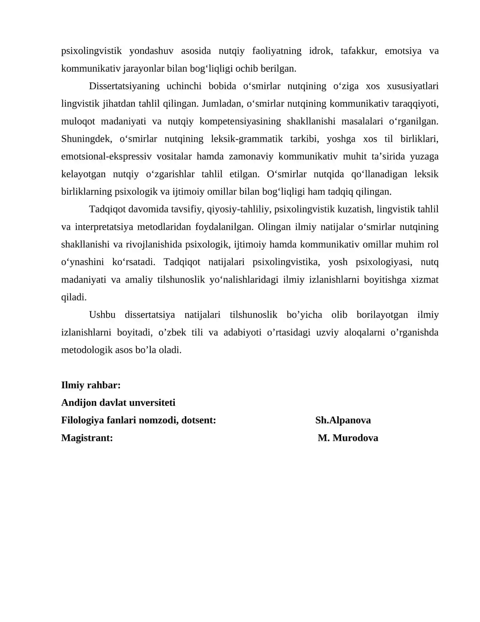 O‘SMIRLAR NUTQINING PSIXOLINGVISTIK TADQIQI 2