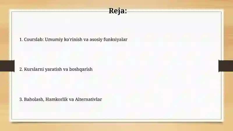 CoursLab dasturlari va uning imkoniyatlari 2
