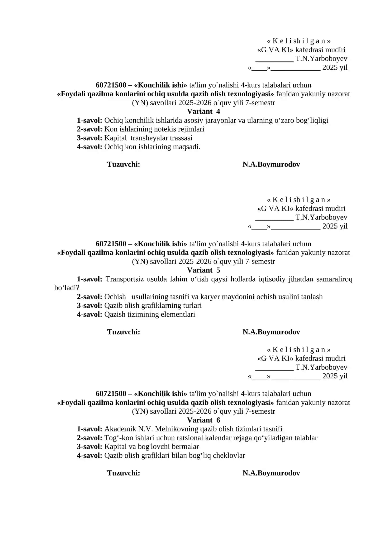 Foydali qazilma konlarini ochiq usulda qazib olish texnologiyasi 2