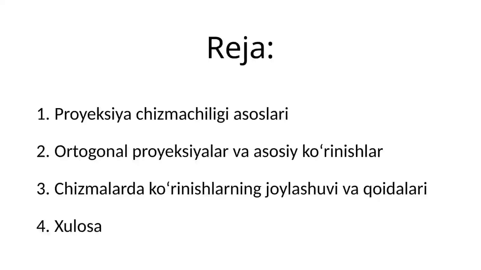 Proyeksiya chizmachilik. Chizmalarda ko‘rinishlar 2