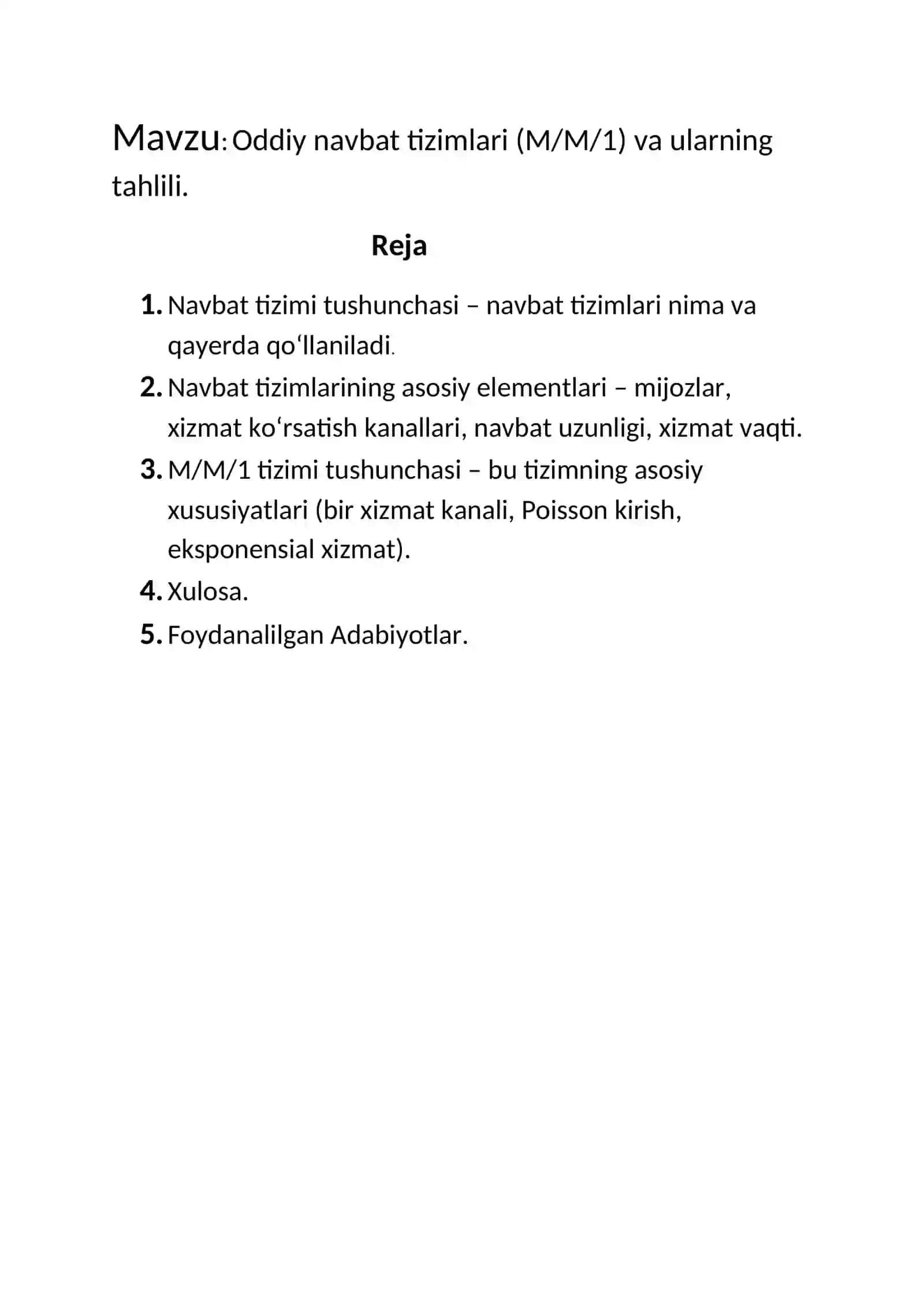 Oddiy navbat tizimlari 2