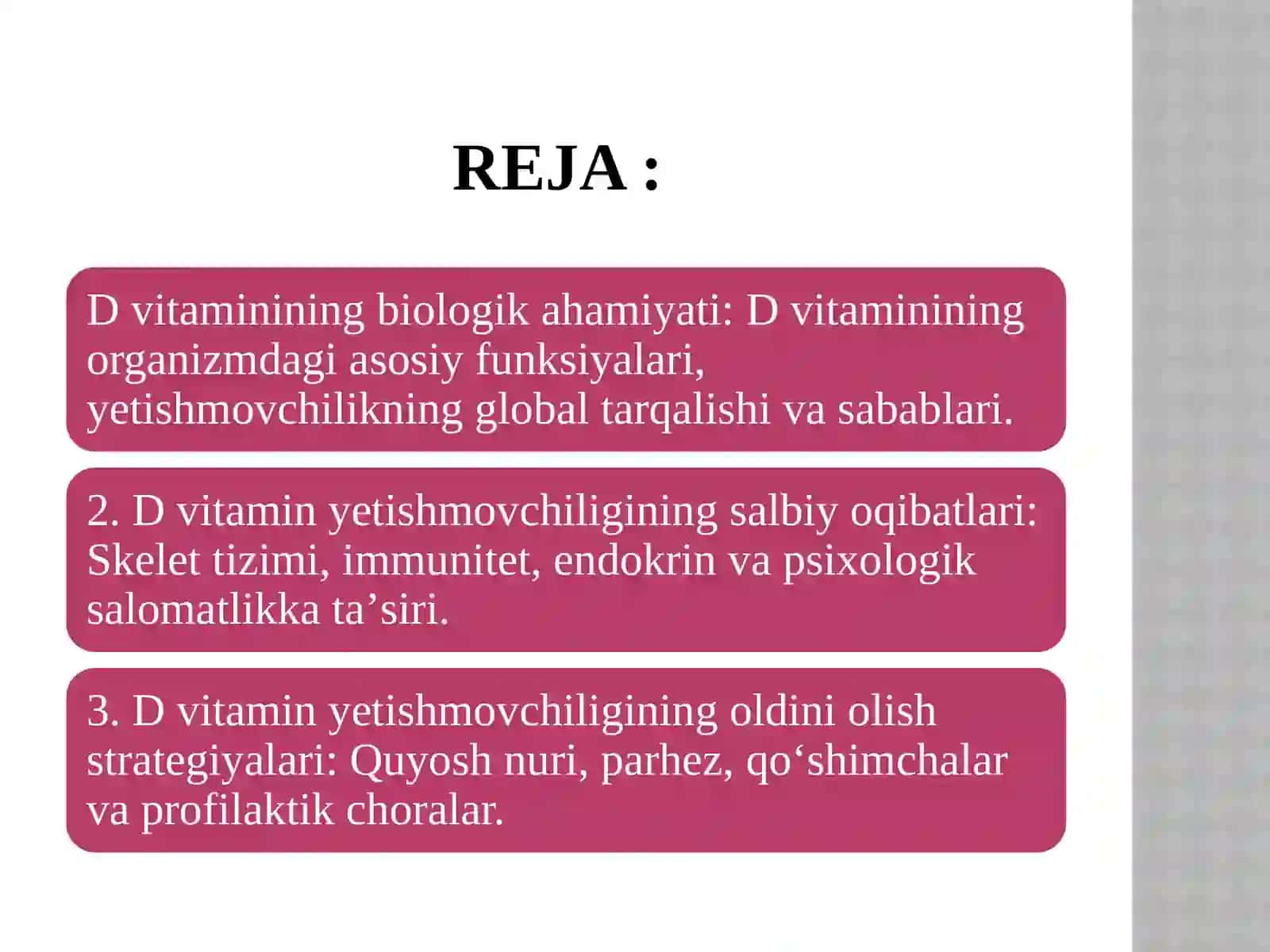Yosh anatomiyasi fiziologiyasi va gigiyenasi fanidan 2