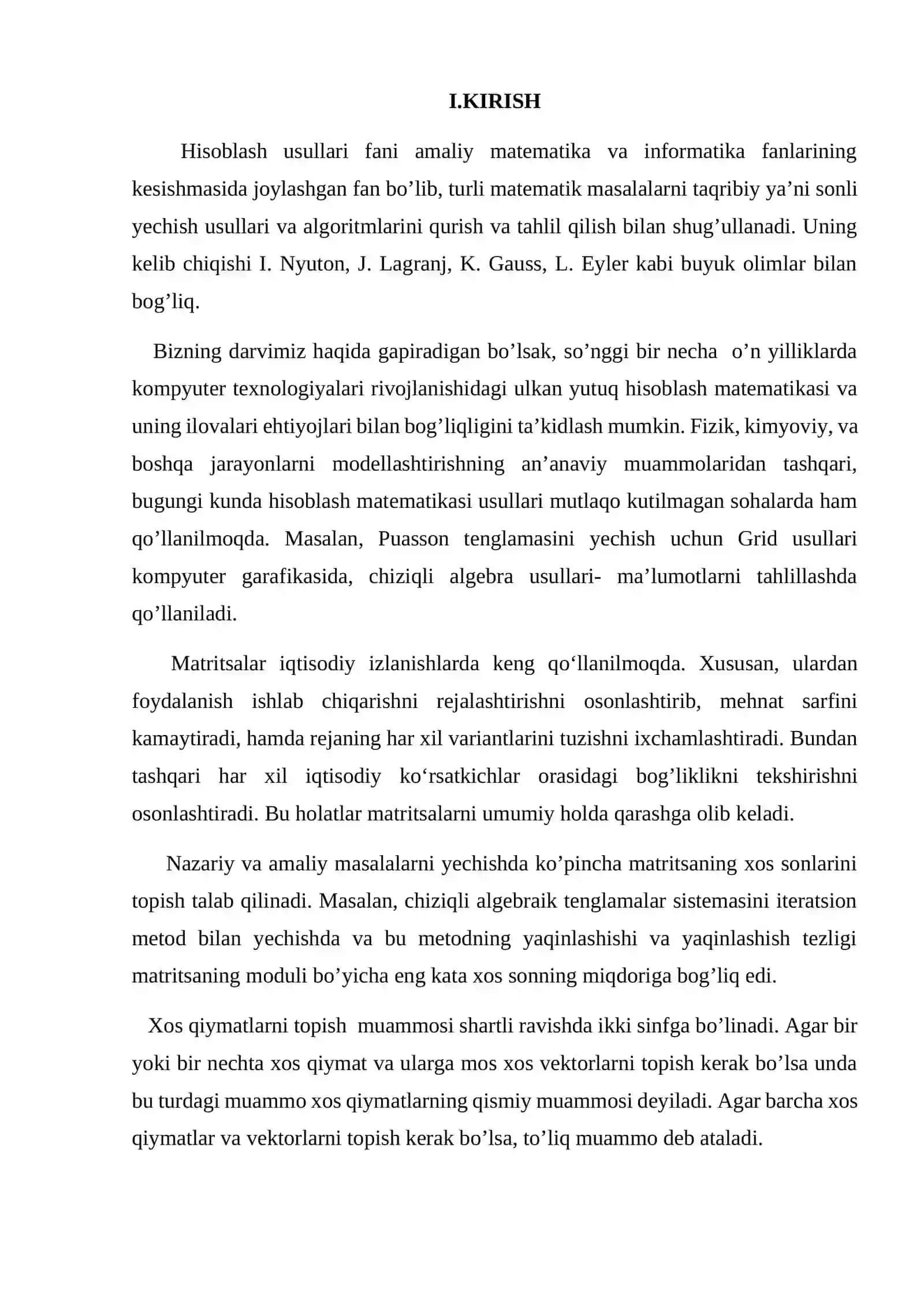 Hisoblash Usullari 2