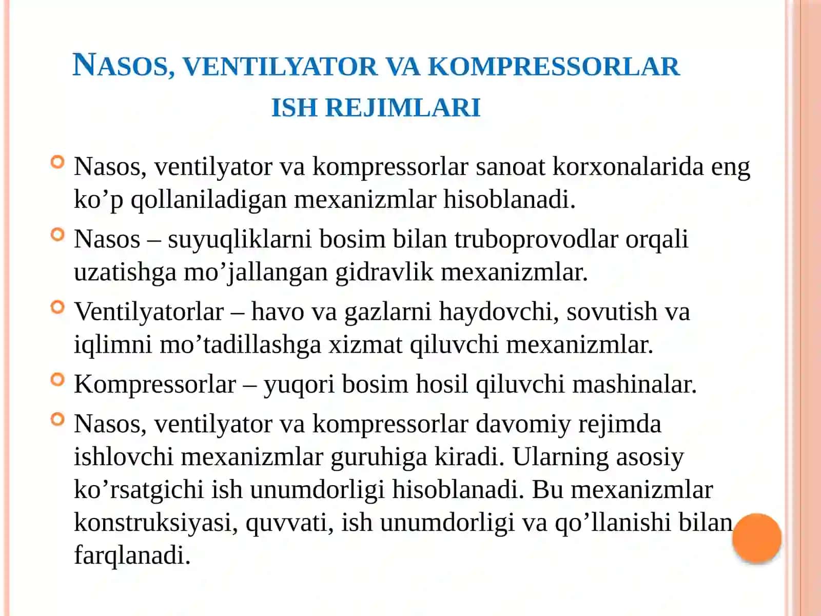 Maʻruza№25 6-modul.Ventilyator momentli mexanizmlarining elektr yuritmalari 2