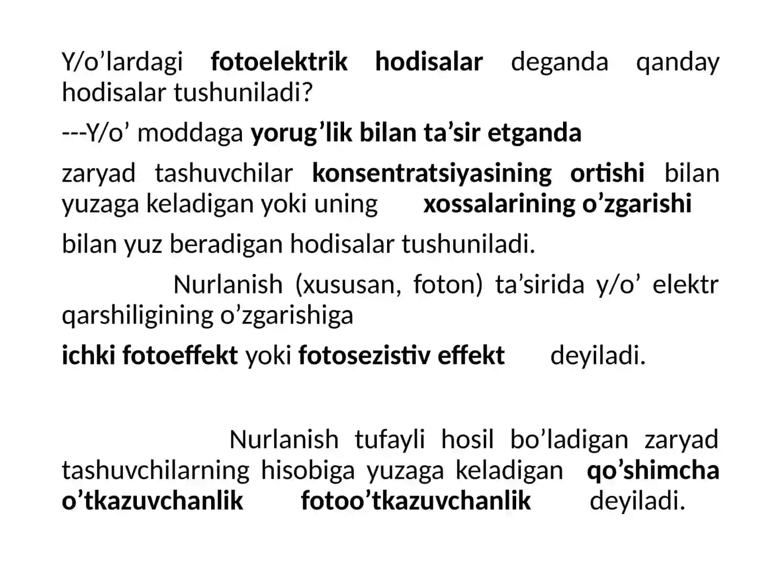 YARIMO’TKAZGICHLARNING FOTOELEKTRIK XOSSALARI 2