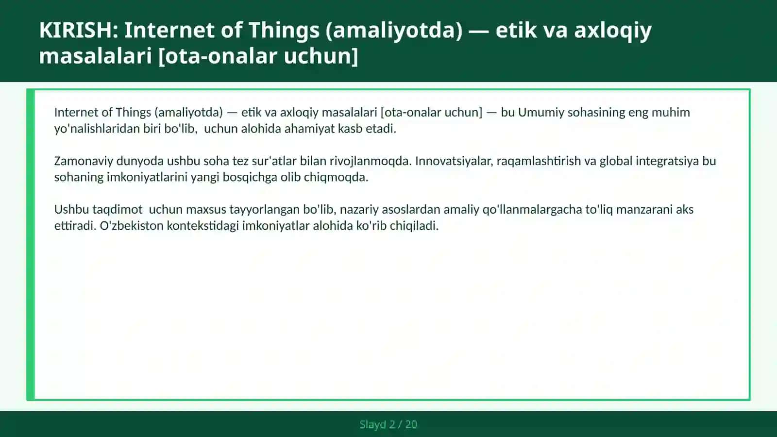 Internet of Things (amaliyotda) — etik va axloqiy masalalari [ota-onalar uchun] 2