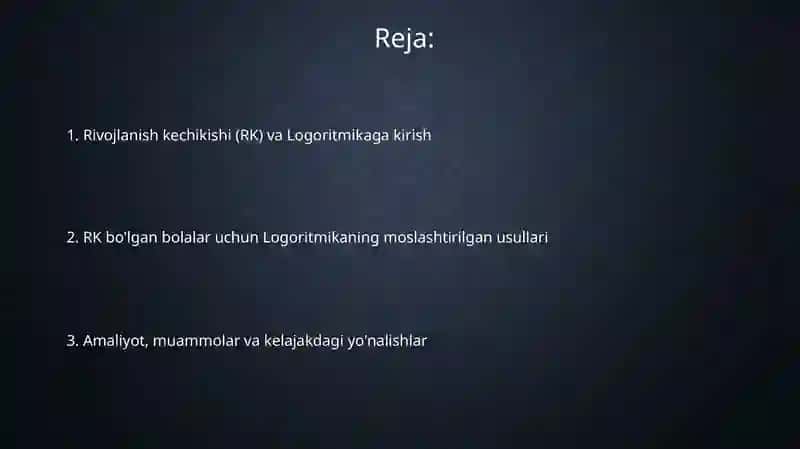 RRS (ruhiy rivojlanishi sust bolalar) bilan ishlash: logoritmikaning moslashtirilishi 2