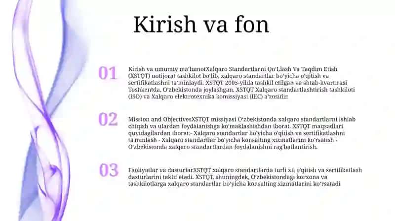 Xalqaro Standartlarni QoʻLlash Va Taqdim Etish 2