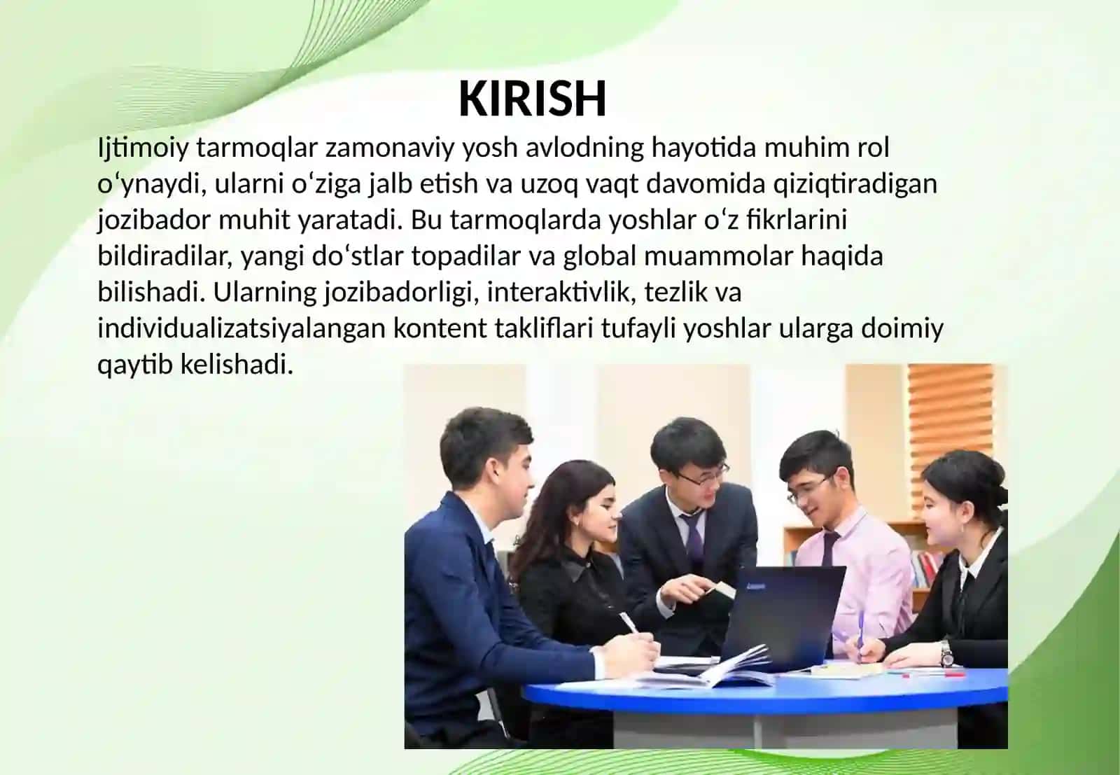 Ijtimoiy tarmoqlarning jozibadorligi va yoshlarni oʻziga jalb etishi 2