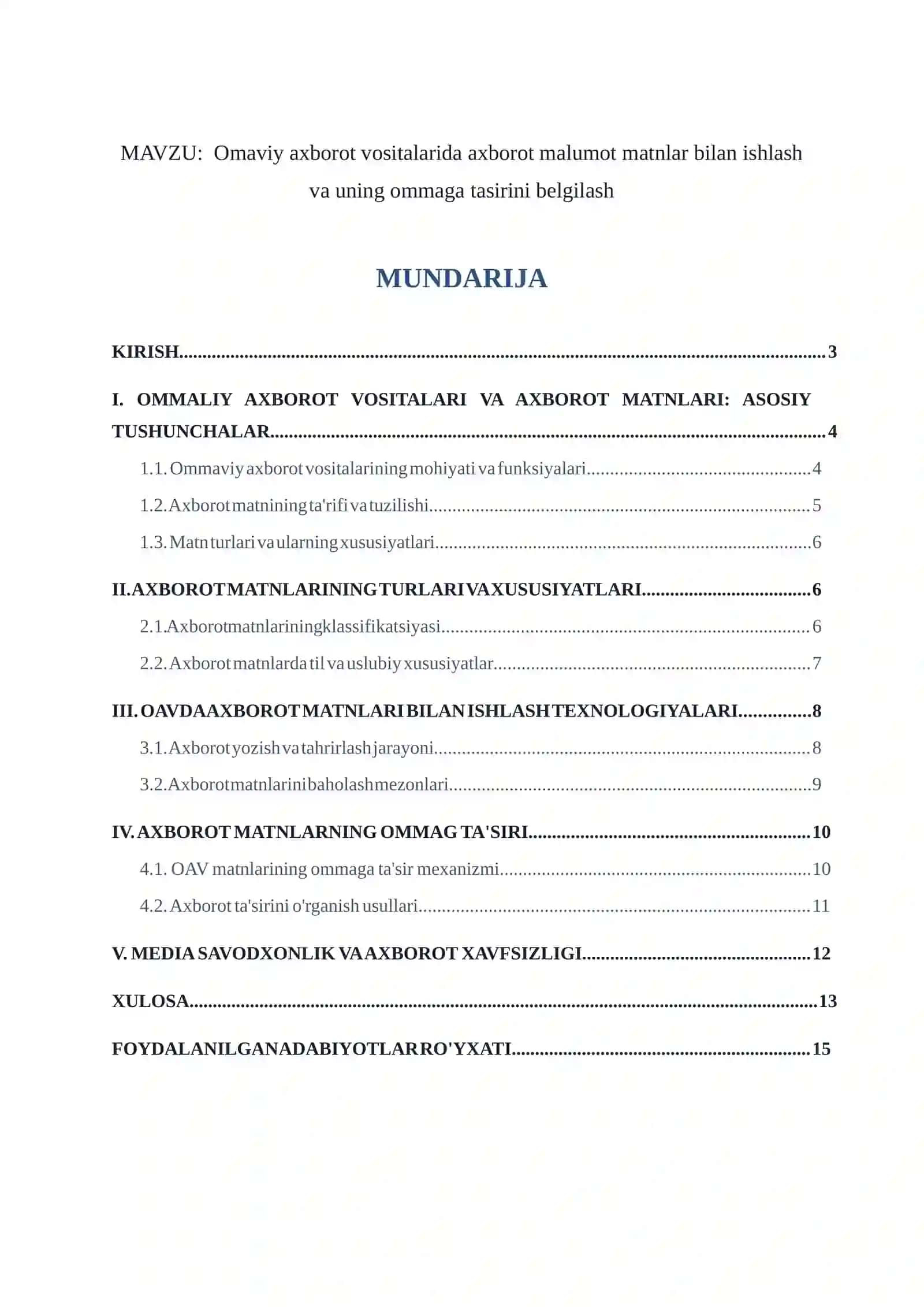 Omaviy axborot vositalarida axborot malumot matnlar bilan ishlash va uning ommaga tasirini belgilash 2
