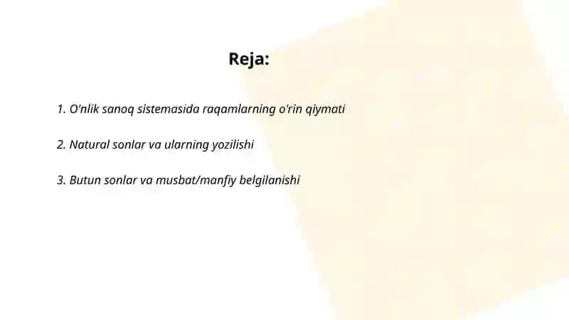 Matematik raqamlarning yozilishi 2