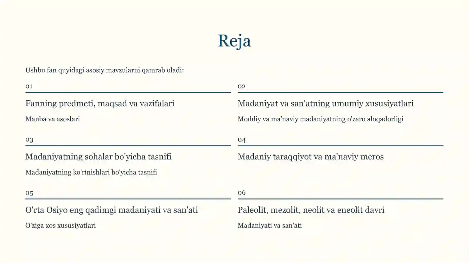 O‘ZBEKISTONNING MADANIYATI VA SAN’ATI TARIXI FANINING MAQSADI VA VAZIFALARI 2