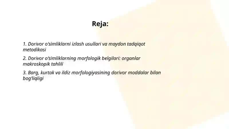 Dorivor oʻsimliklarni izlab topish morfologiyasi oʻrganish 2