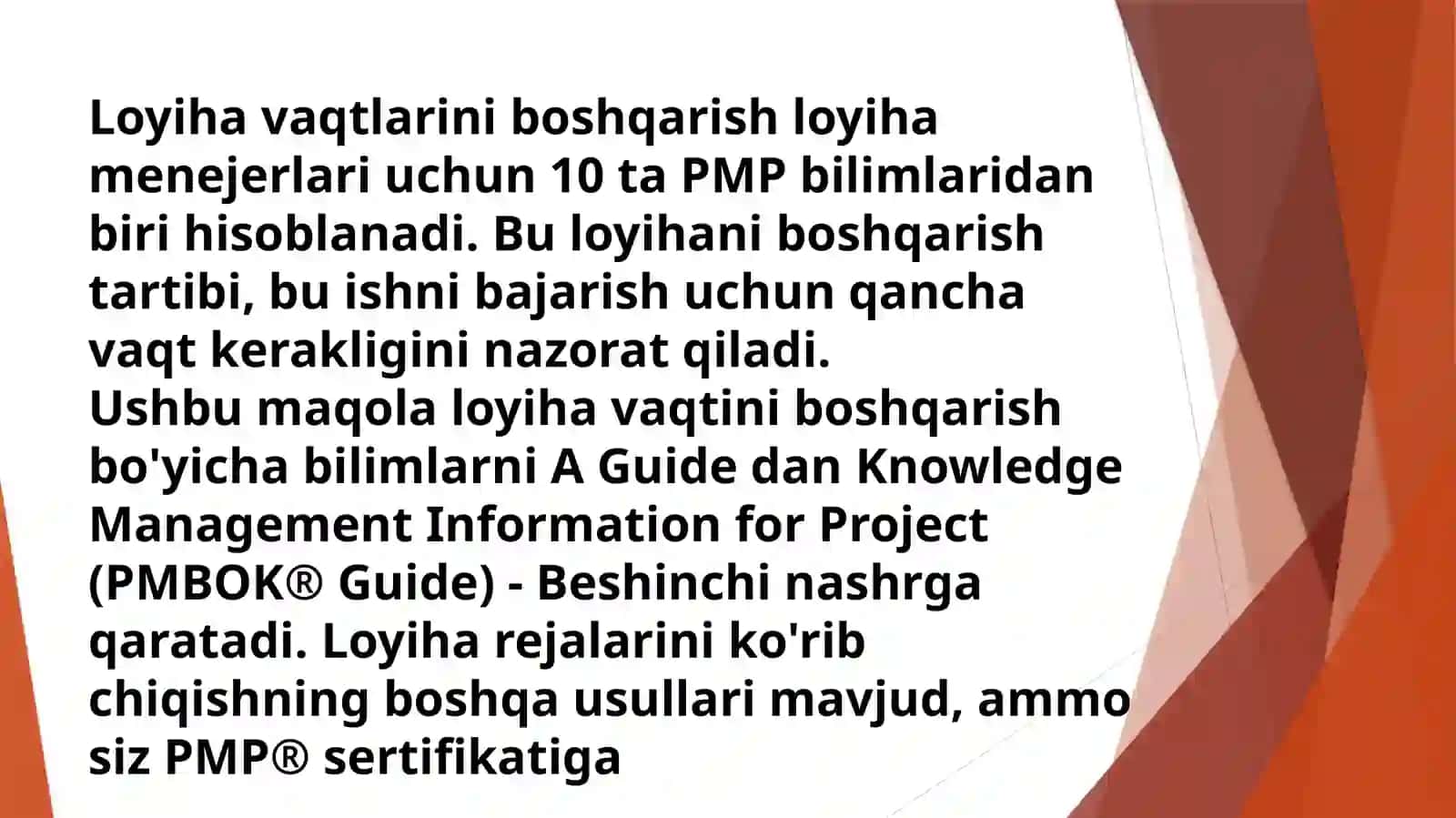 Loyiha vaqtini boshqarish 2