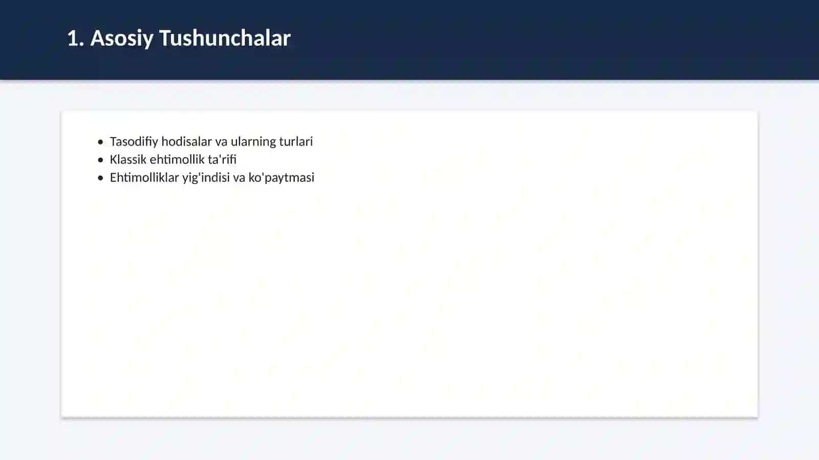 Ehtimollar nazariyasi va statistika 2