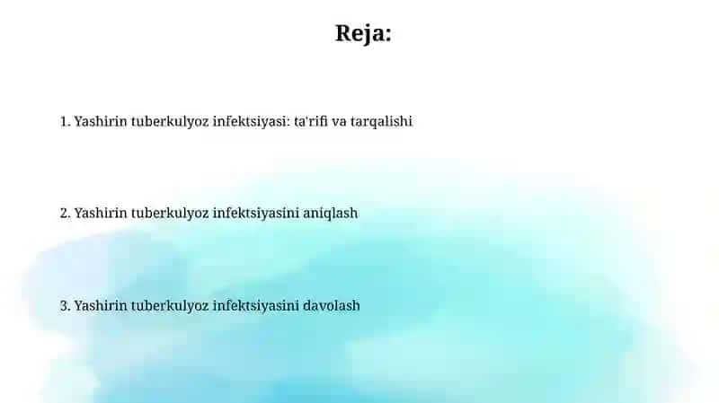 Yashirin tuberkulyoz infeksiyasi va uni davolash 2