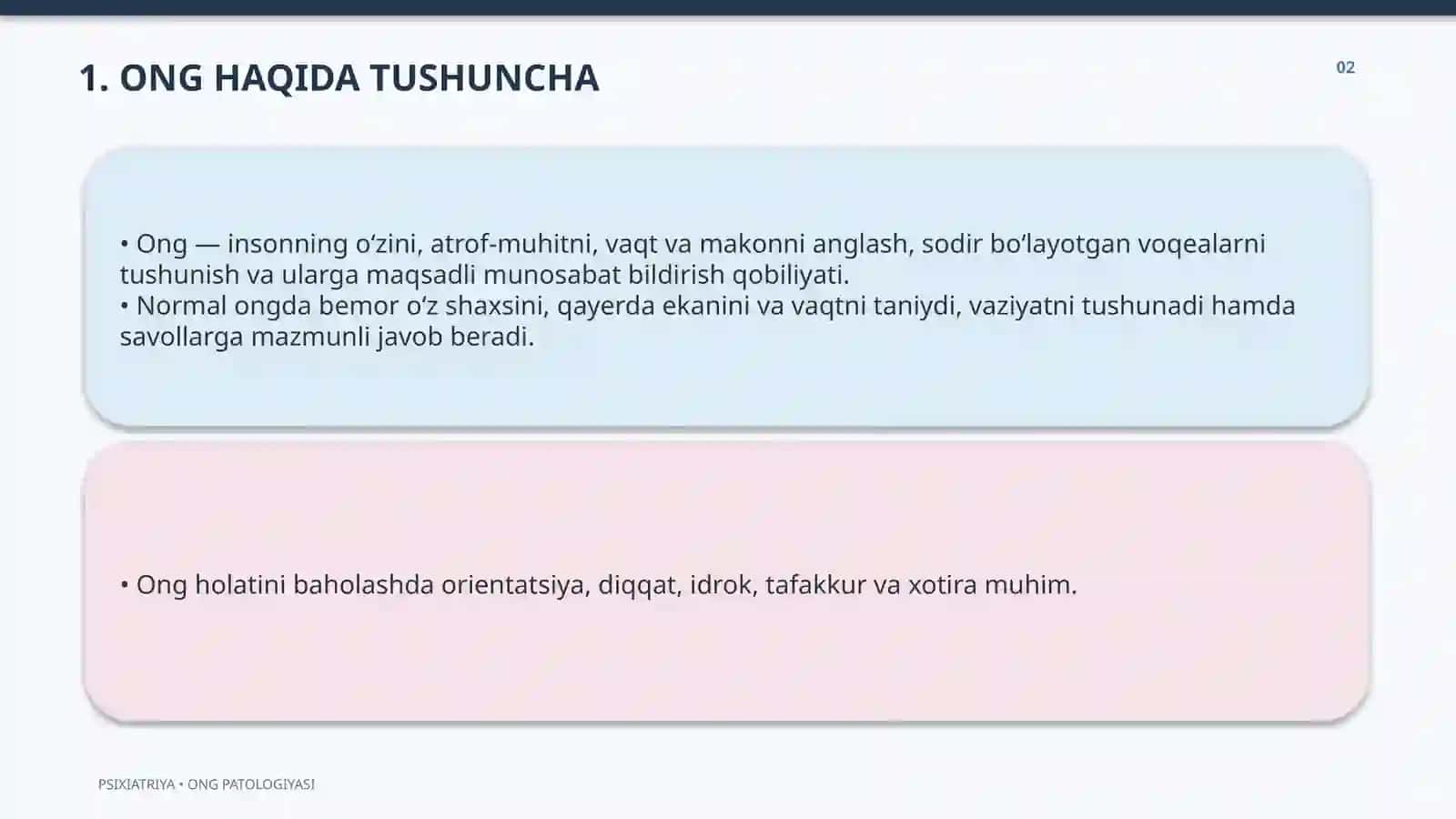ONG PATOLOGIYASI VA ASOSIY PSIXOPATOLOGIK SINDROMLAR 2
