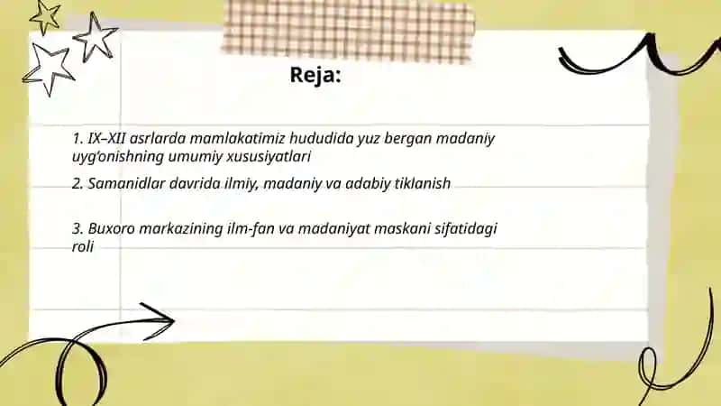 IX-XII asrlarda mamlakatimiz hududida ro‘y bergan madaniy uyg‘onish (Renessans) 2