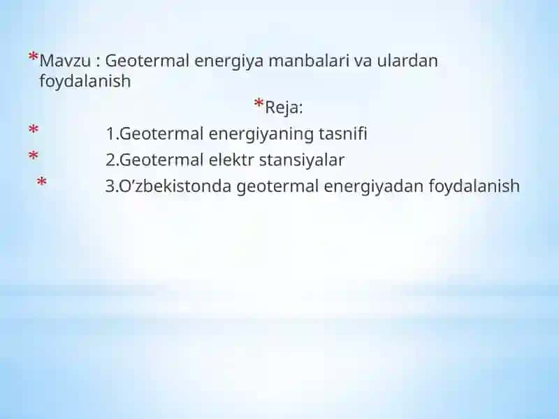 Geotermal energiyadan foydalanish 2